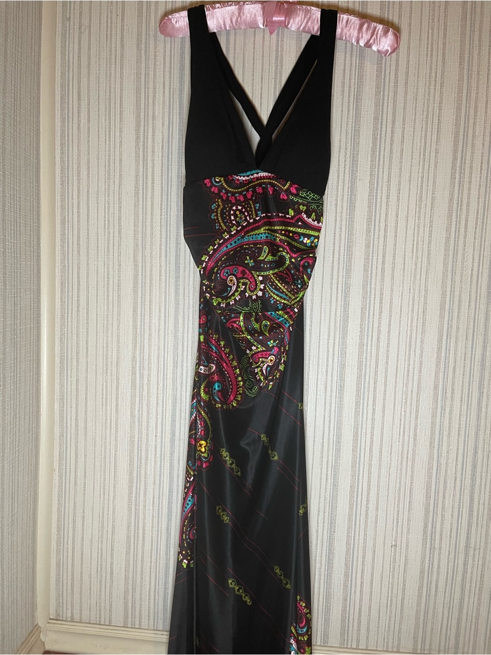 Rubber Ducky Vintage Paisley-Print Maxi Dress with Cross-Back Straps